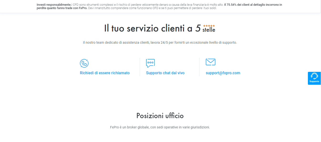 Servizio clienti recensione di FXPro